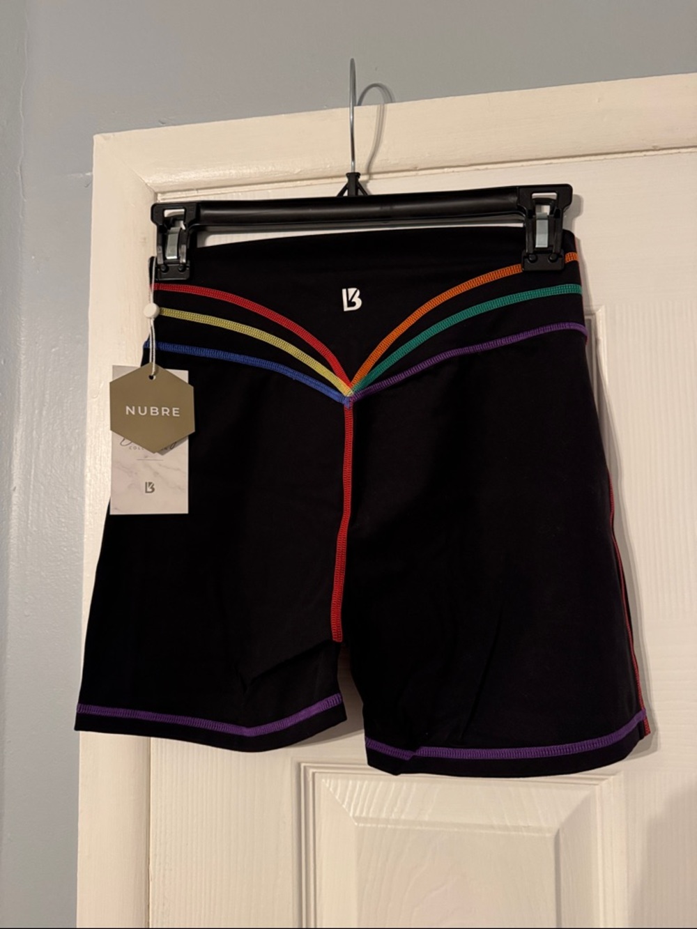 BuffBunny Black Bike Shorts with Rainbow Trim